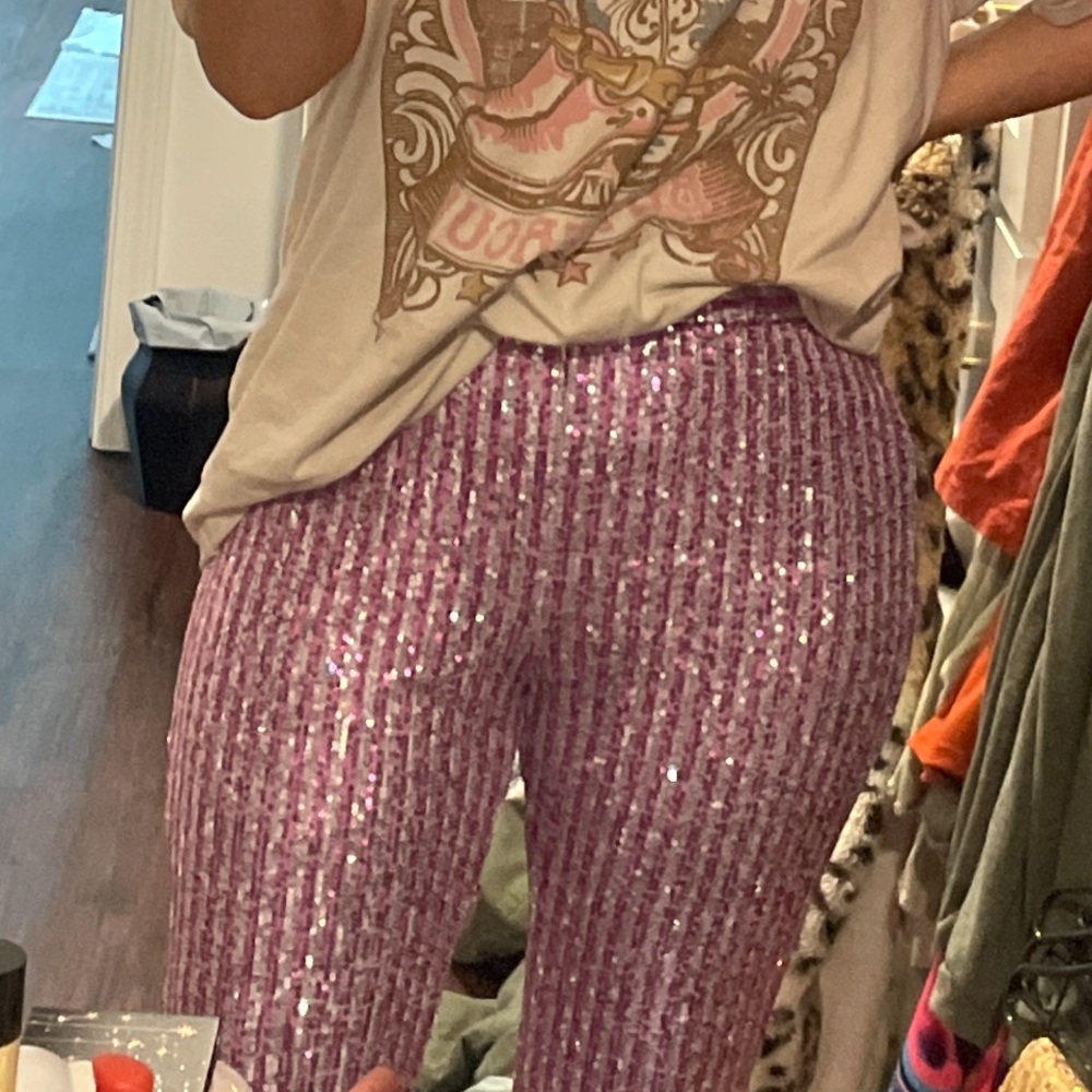 Sequin Bell Bottom Pants